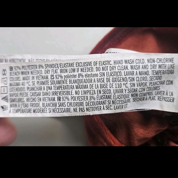 Forever 21 Women's Size L Velvet Orange Cropped Peasant Top Puff Sleeve Bohemian - Picture 4 of 4